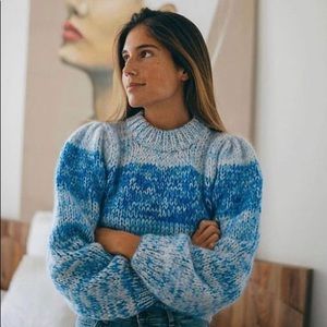 Ganni Julliard Mohair Blue Stripe Sweater XS
